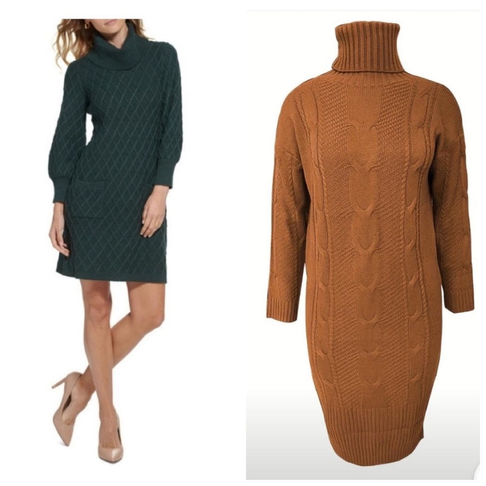 JESSICA HOWARD TURTLENECK SWEATER DRESS IN NUTMEG SIZE MEDIUM NWT